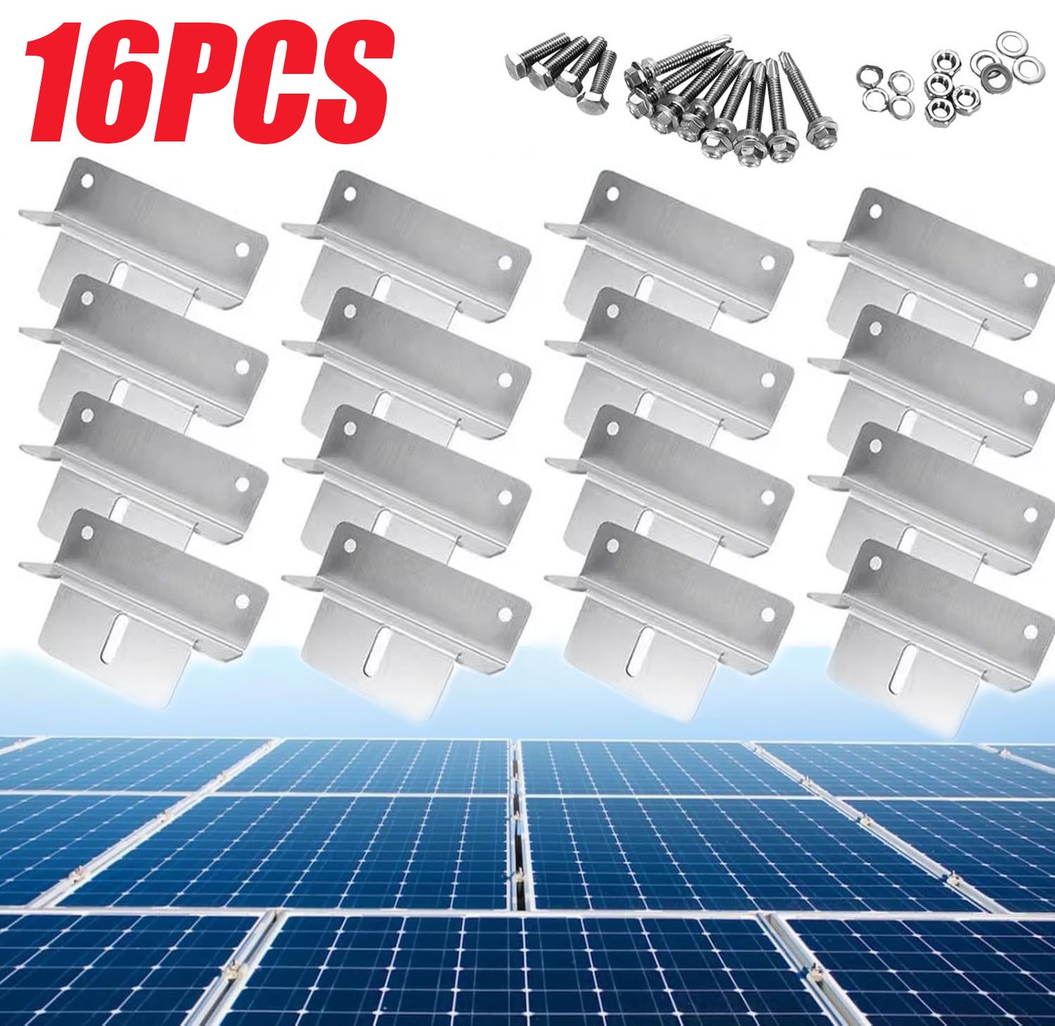 16Pack Z Bracket for Solar Panel Lightweight Aluminum for RVs, Roof, Boats NEW