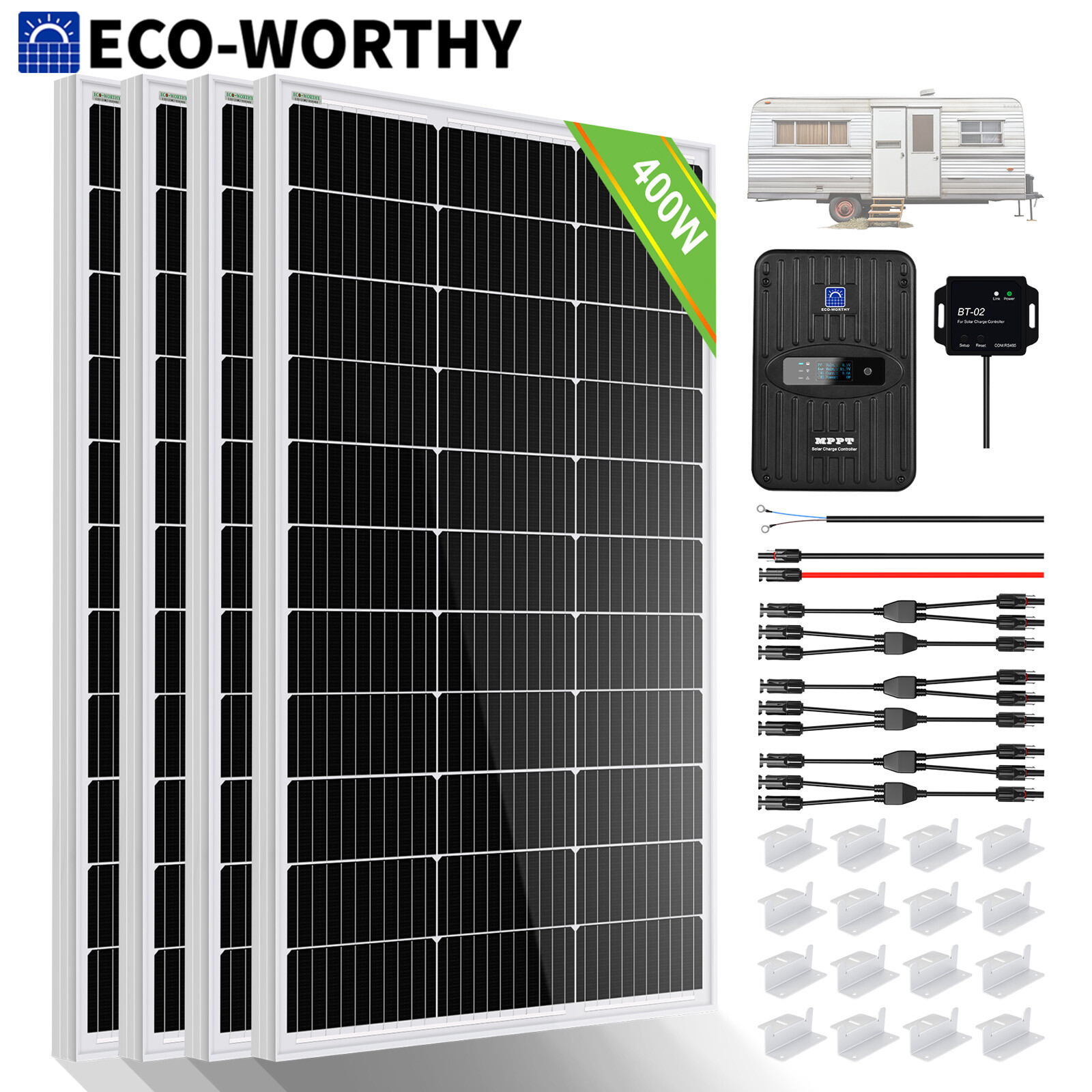 ECO-WORTHY 400W Watt Solar Panel Kit Monocrystalline 12V Volt for Home RV