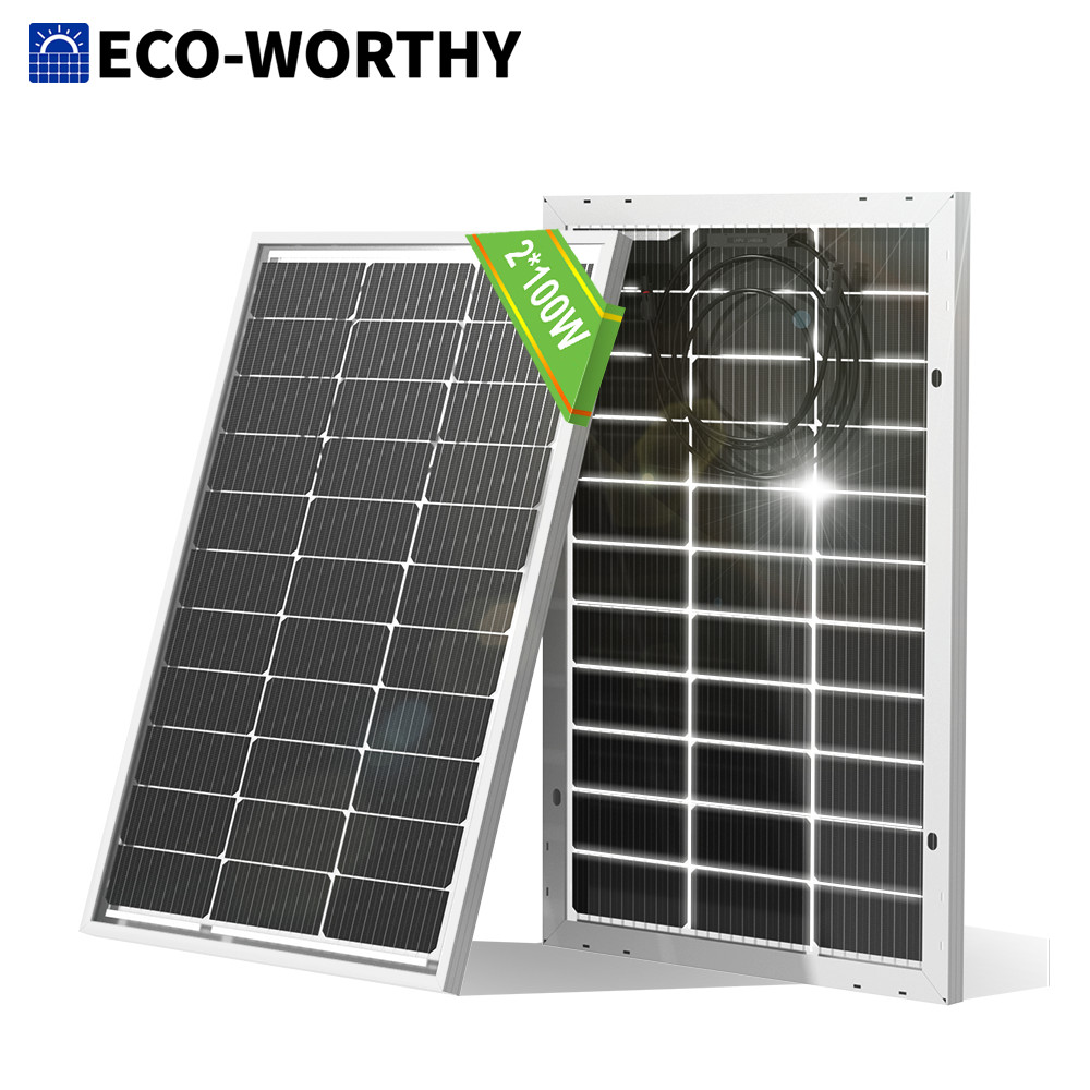 ECO-WORTHY 2Pack Bifacial 100W Watt Solar Panel Mono 12V/24V for Sunshed RV