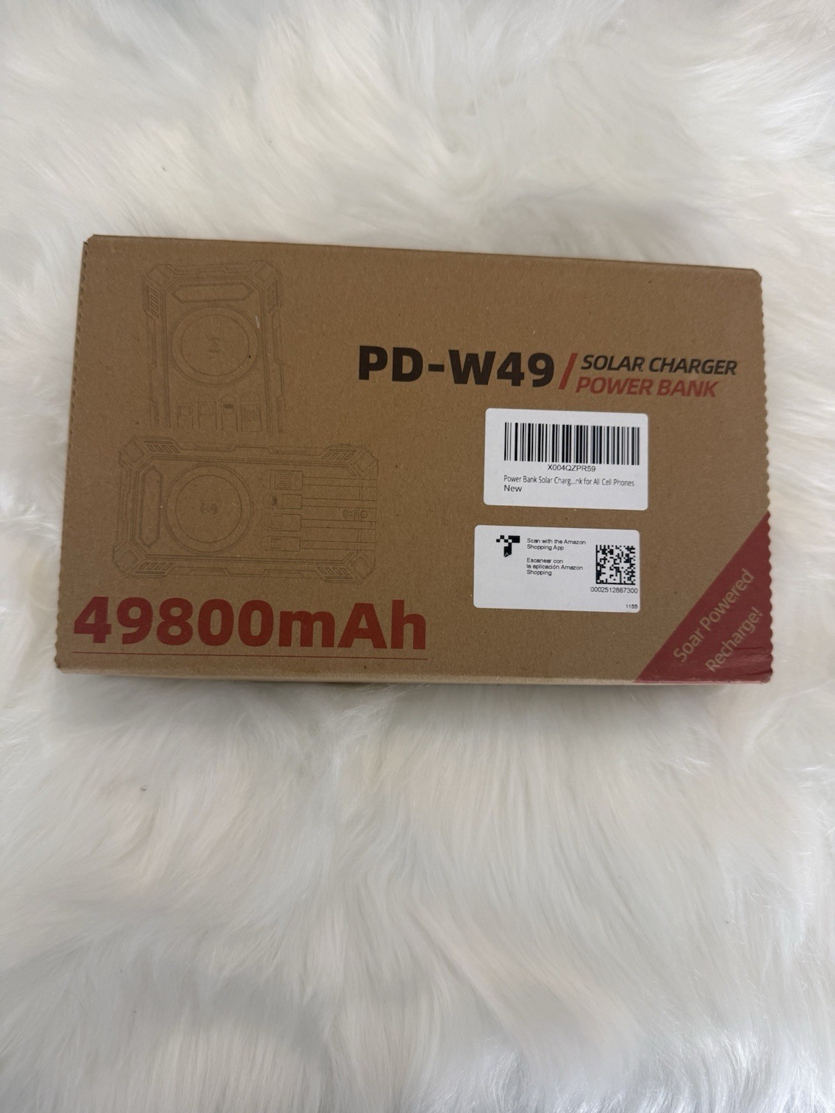 Solar Power Bank Charger, 49800mAh Wireless Portable Charger with 4 Built