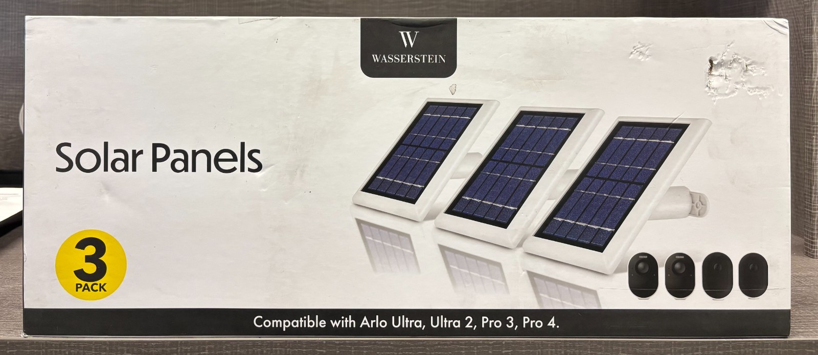 Wasserstein Arlo Ultra, Ultra 2, Pro 3, Pro 4 – White Solar Panel (3-Pack)