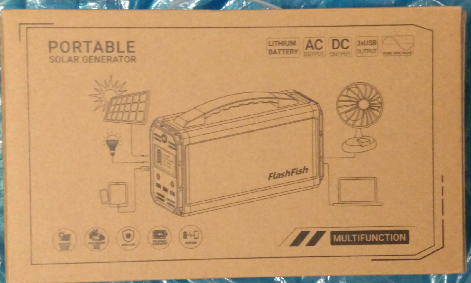 60000mAh 300W Portable Power Station Solar Generator 120V Output FlashFish