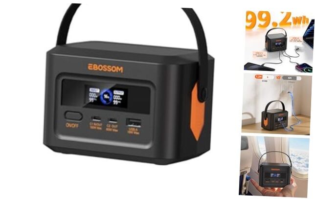 Portable Power Station 99.2Wh Power Bank, LiFePO4 Battery Solar Generator,