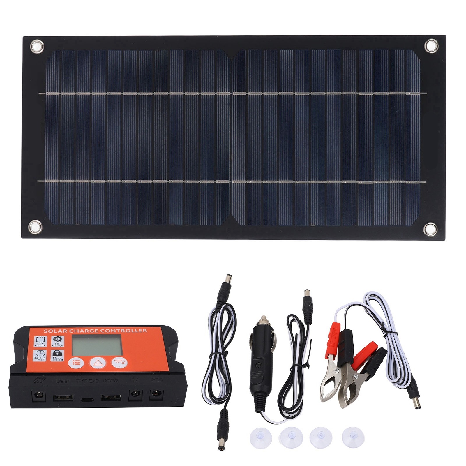 600W Solar Panel Charger 100A Portable Monocrystalline Silicon Solar Panel Kit