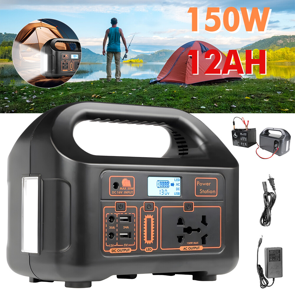 150W Portable Power Station Solar Generator DC USB Power Bank AC Outlet Camping