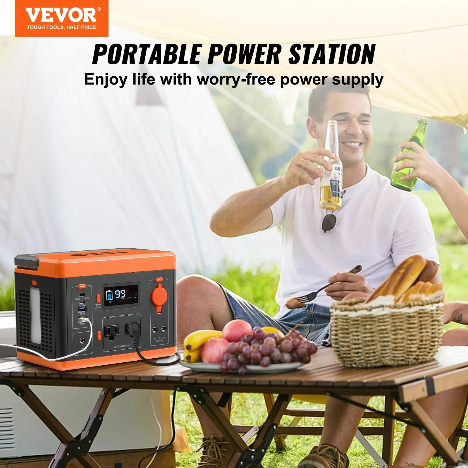 Portable PowerStation, 296Wh, Backup Lithium-ion Battery Solar Powered Generator