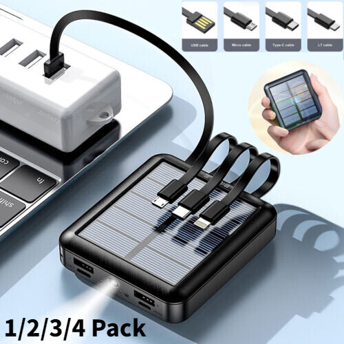 Portable Power Bank 40000mAh Fast Charging Battery Pack with 4 Built in Cables