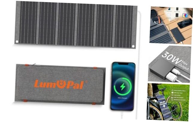 Foldable Solar Panel Portable Solar Charger with PD USB-C USB-A 18W max 30W