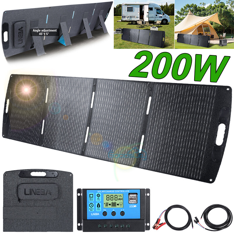 200W Portable Foldable Solar Panel Kit For Generator Power Station Camping Used