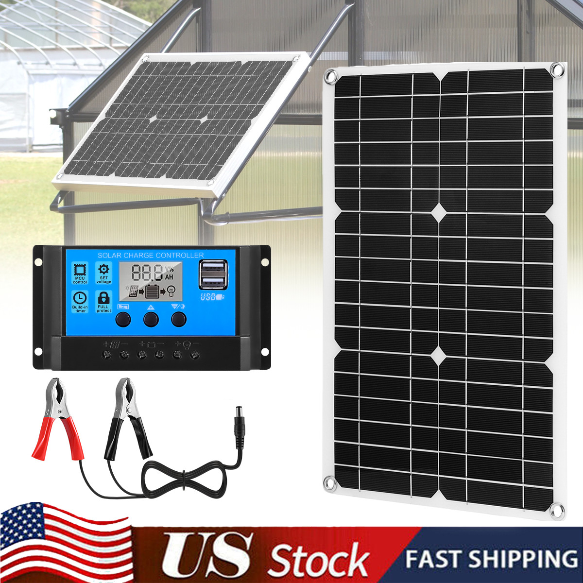 400 Watts 100A 12V Solar Panel Kit Battery Charger w/ Controller Caravan Boat RV