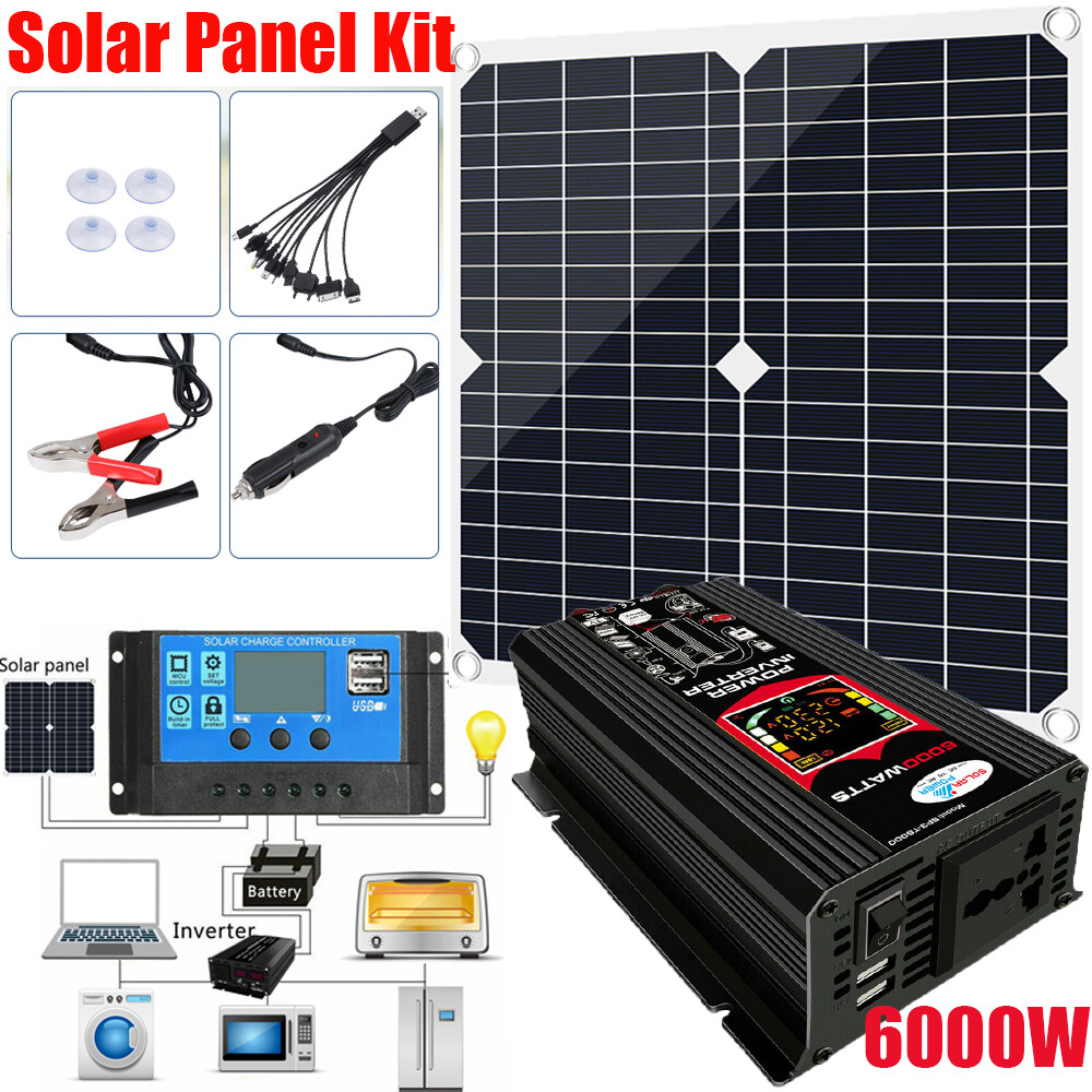 6000W Complete Generator with 400W Solar Panel Power Charger 110V Grid System US