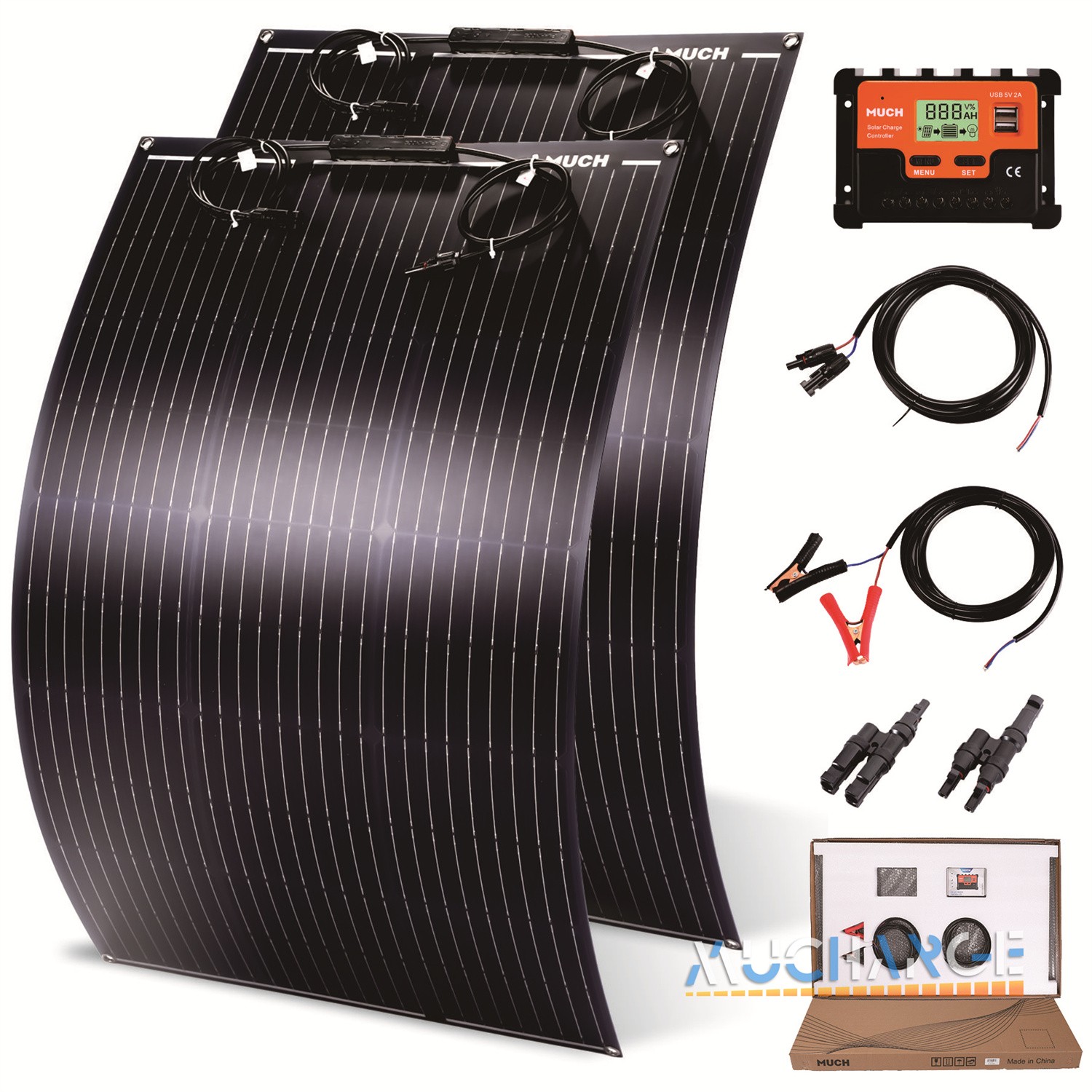 100W 200W 400Watt Flexible Solar Panel Kit Mono PV Home RV Battery Boat Off Grid