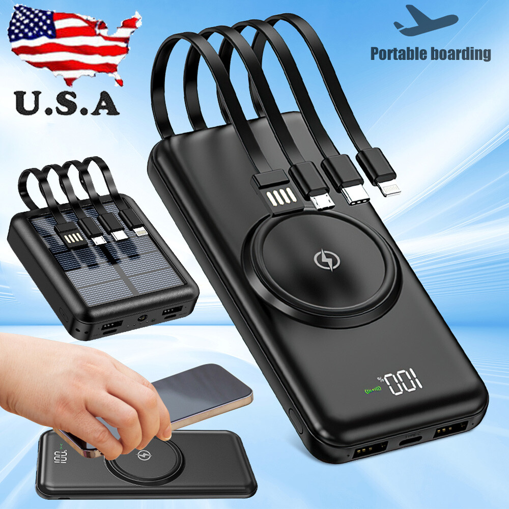 Portable 900000mAh Wireless Power Bank Backup USB External Battery Fast Charger