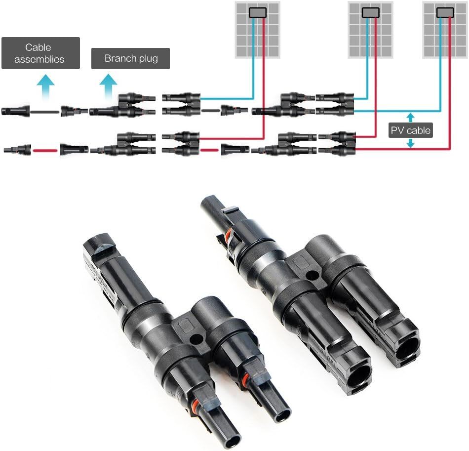 MMF+FFM for Parallel Connection Between Solar Panels, 1 Pair Y Branch Connectors