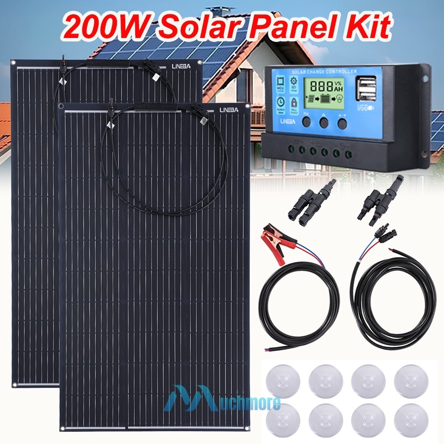 200W Flexible Solar Panel Mono 18V Portable Power Camping Home RV Battery Charge