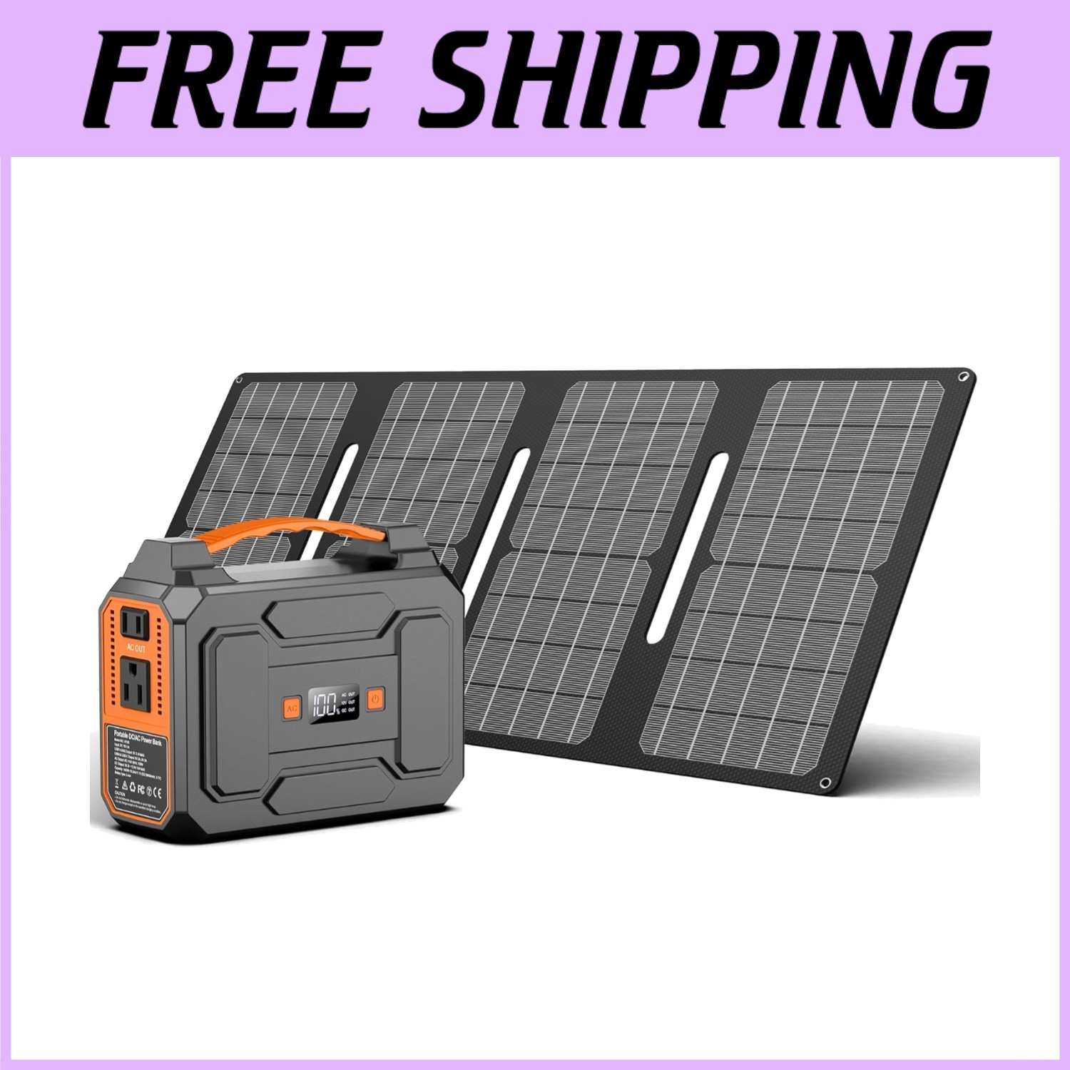 100W Solar Generator + 40W Panels, 146Wh Power Bank, Camping