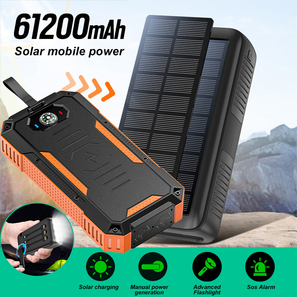 61200mAh Portatil Solar Cargador De Bateria 4 Cables USB Para Telefonos Celular