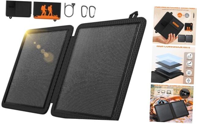 REDIGOO Portable Solar Panel Charger, Mini Solar Panel with USB-C Outputs 10W