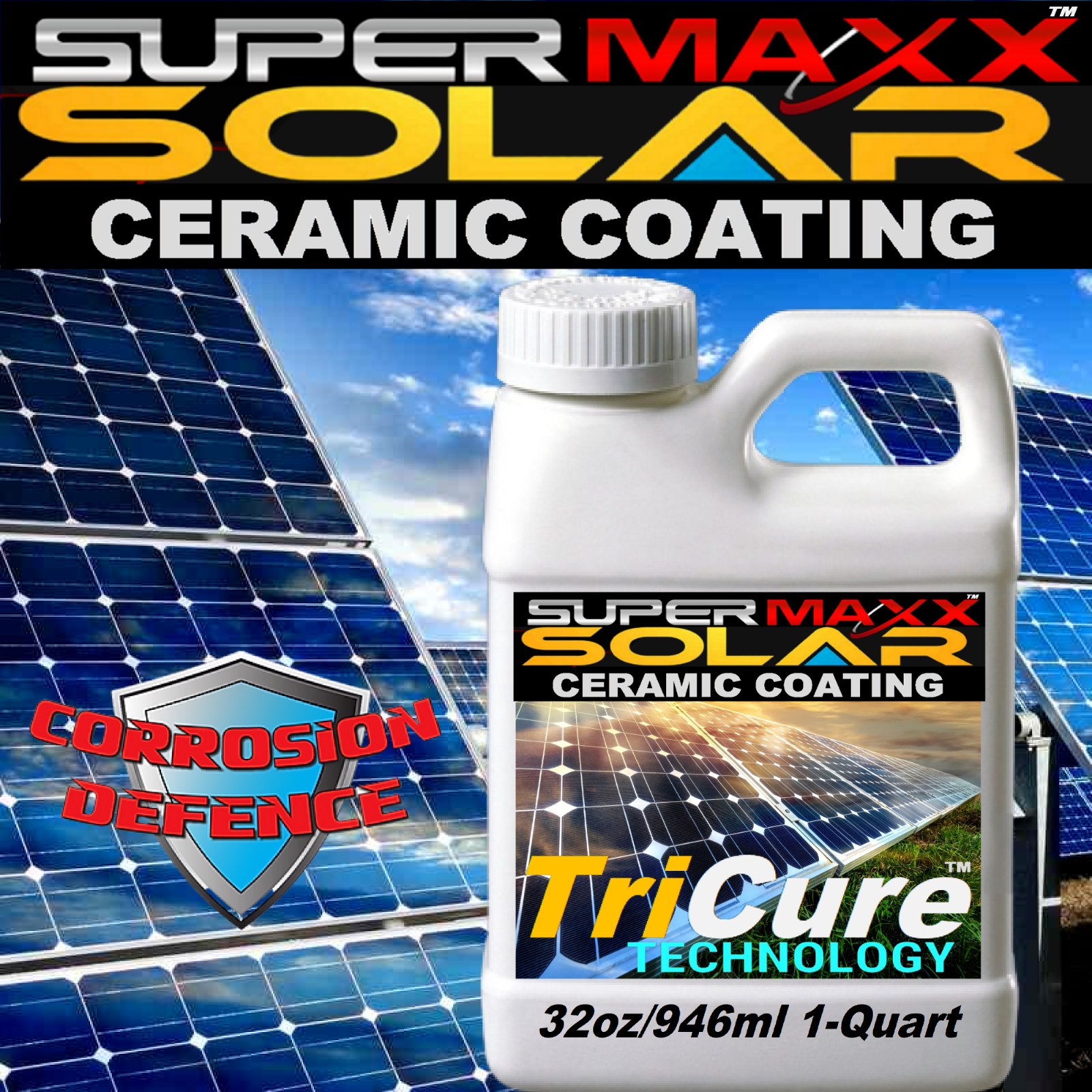 SOLAR PANEL CERAMIC CLEAR COATING SPRAY 2 YR PROTECTION 32oz/473ml – ONE QUART