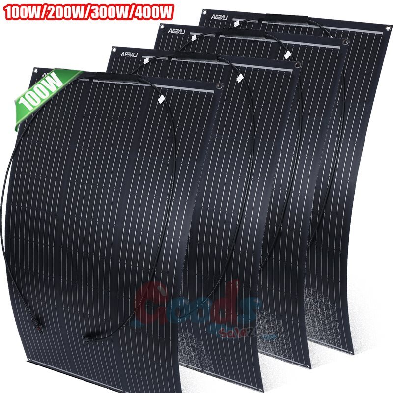 100W 200W 300W 400W Mono Semi-flexible Solar Panel Kit for RV/Car battery/Home