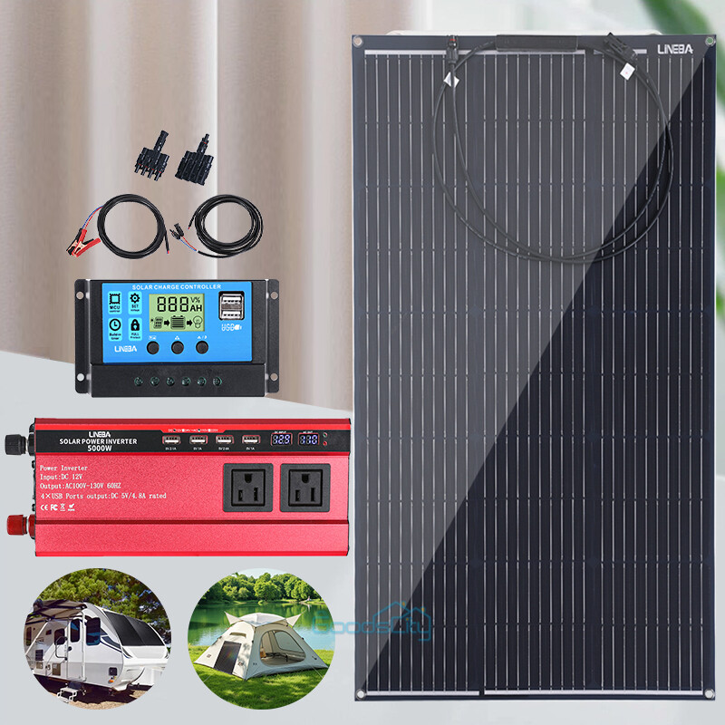 Full Complete Solar Panel Kit 5000W Power Inverter w/ Battery Charger Controller