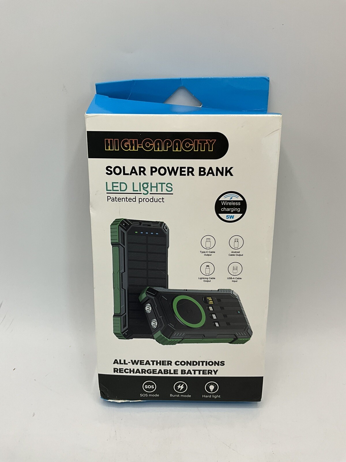 Portable 5W Solar Power Bank  External Battery Wireless Charger Rainproof