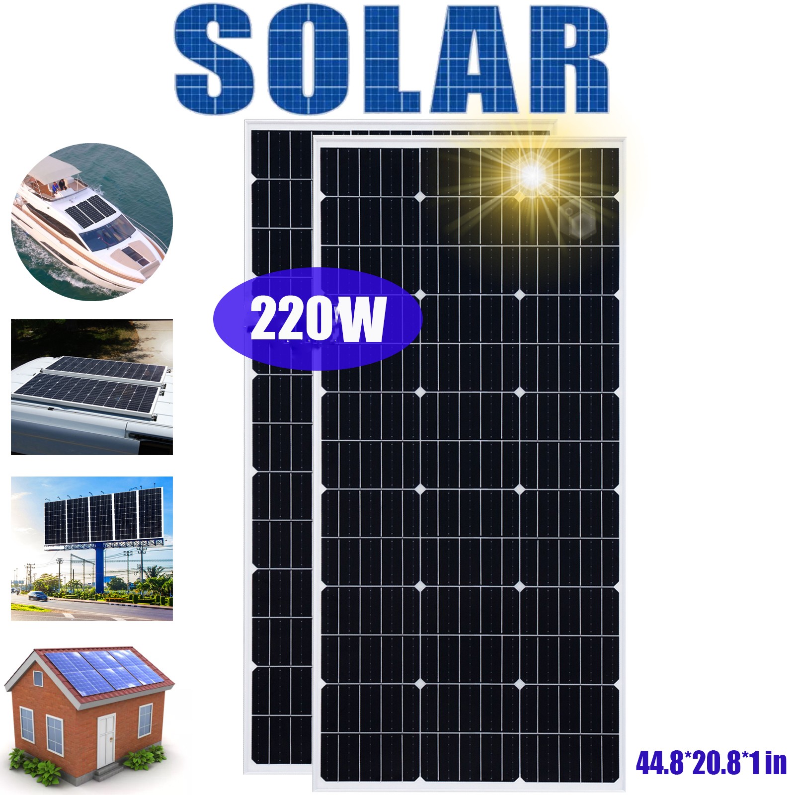 220W Solar Panel High Efficiency PV for Sunshed Monocrystalline Charger for Roof