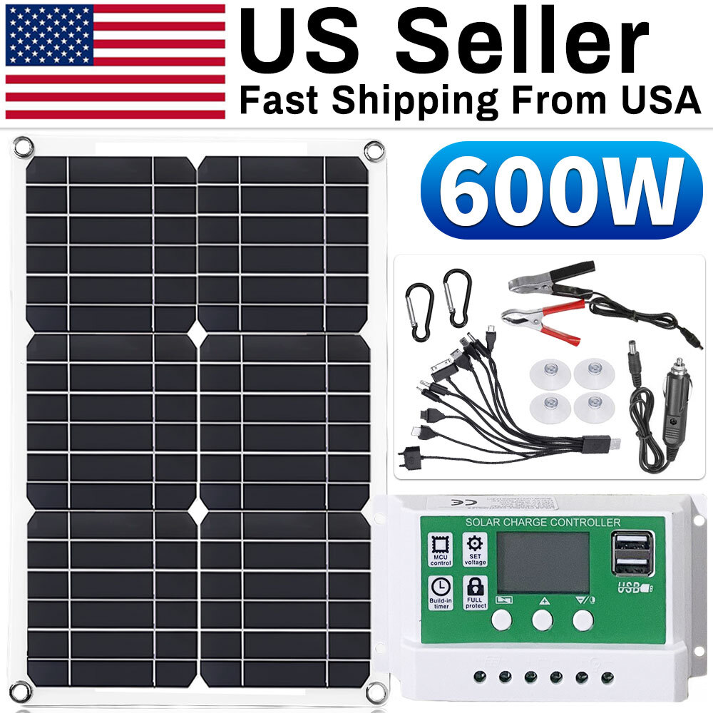600 Watts Solar Panel Kit 100A 12V Battery Charger with Controller Caravan Boat