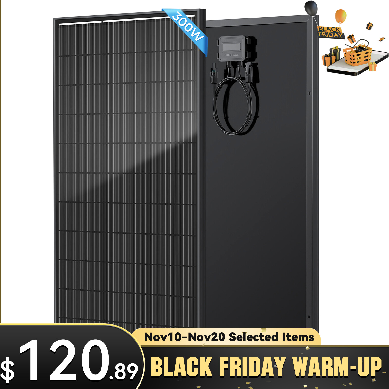 12V 300W Watt Mono Solar Panel Power RV Camping Home Boat Camp Off Grid 18BB New