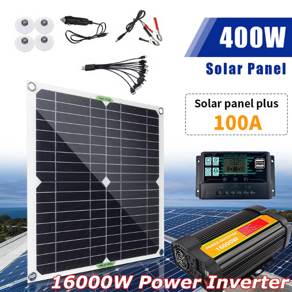 16000W Full Complete Solar Panel + Power Generator Home RV Off-Grid Solar System