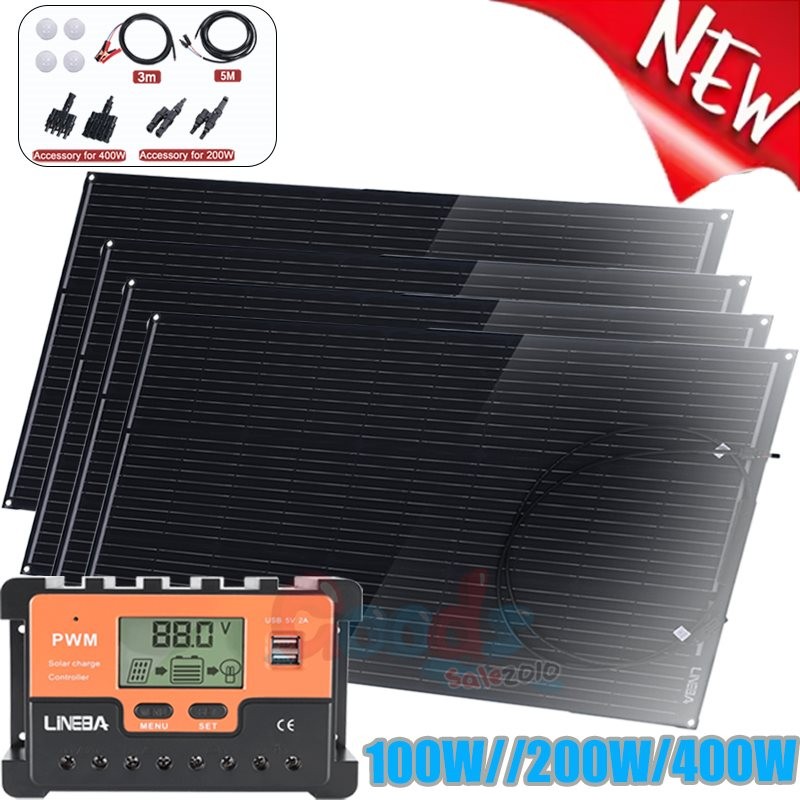 400W Flexible Solar Panel Mono 12V Portable Power Camping Home RV Battery Charge