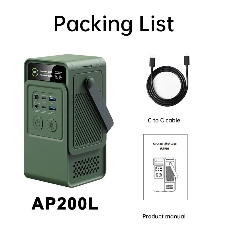 AP200L Solar Generator 200W Portable Power Bank 192Wh Camping Lifepo4 Battery PD