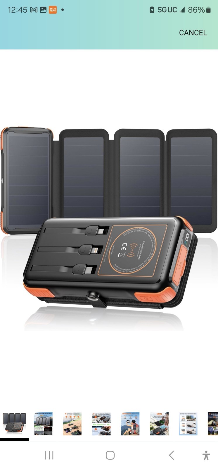 SOARAISE Wireless Solar Power Bank, 25000mAh Solar Charger with Built-in 3 Ca…