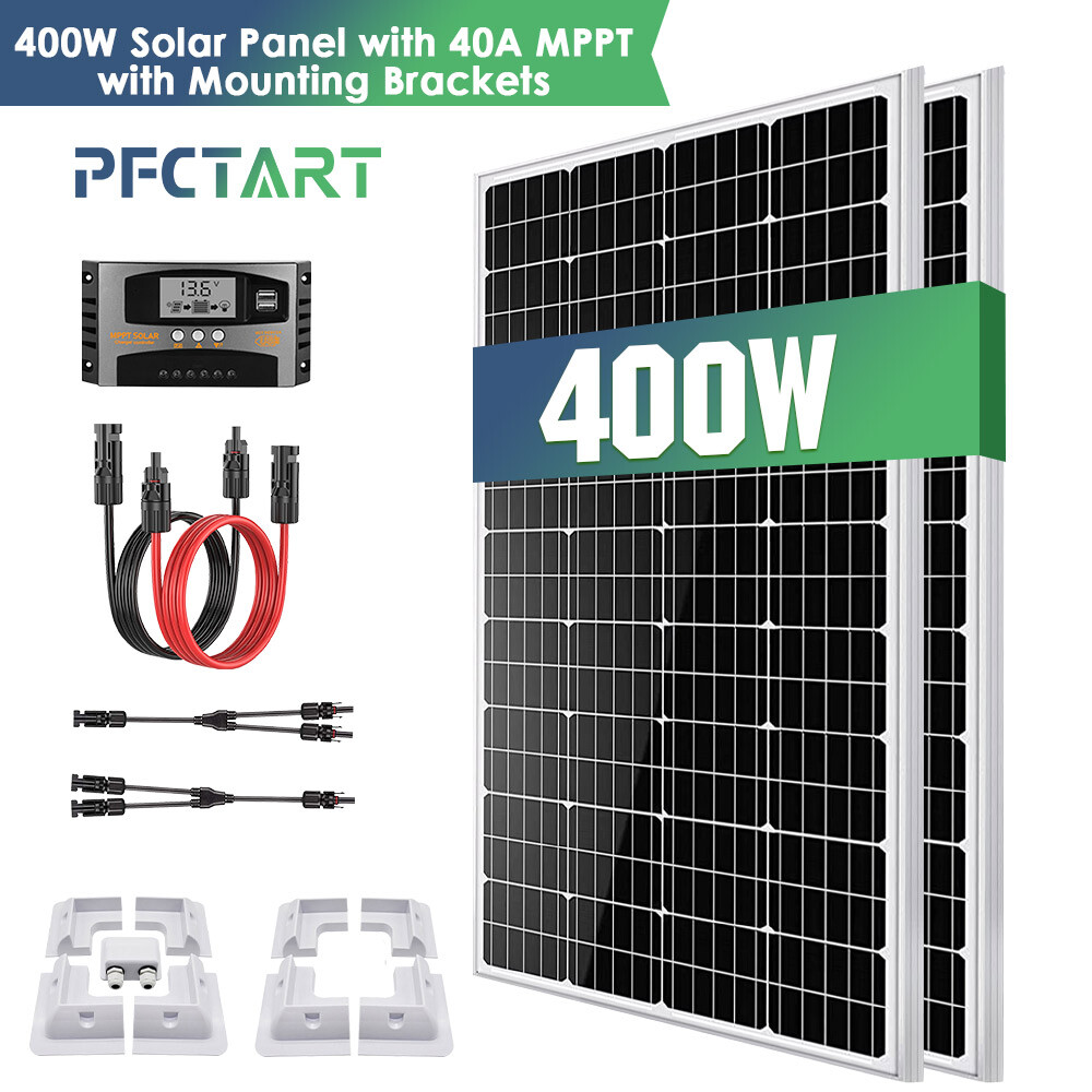 400W RV Solar Panel Kit with Mounting Brackets & 40A MPPT for Caravan Camping
