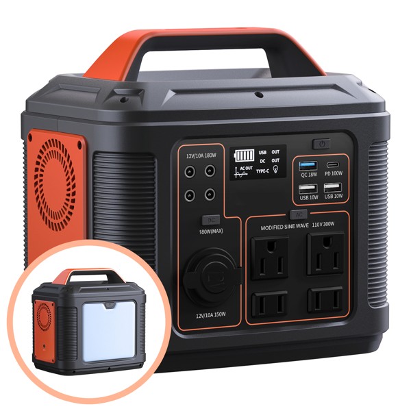 300W Outdoor Portable Power Station, 296Wh 80000mAh Solar Generator 110V