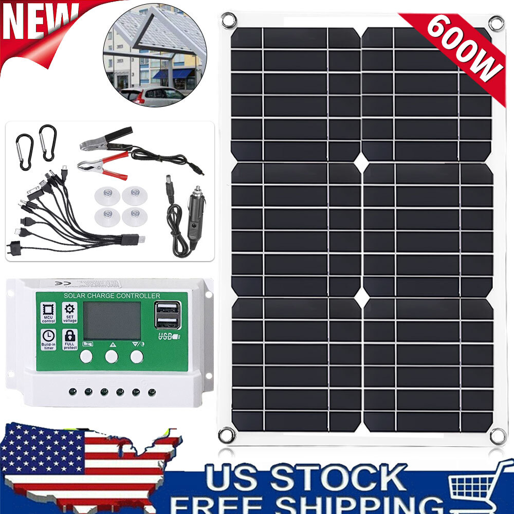 600W Solar Panel Kit 100A 12V Battery Charger w/ Controller Caravan Boat RV US*