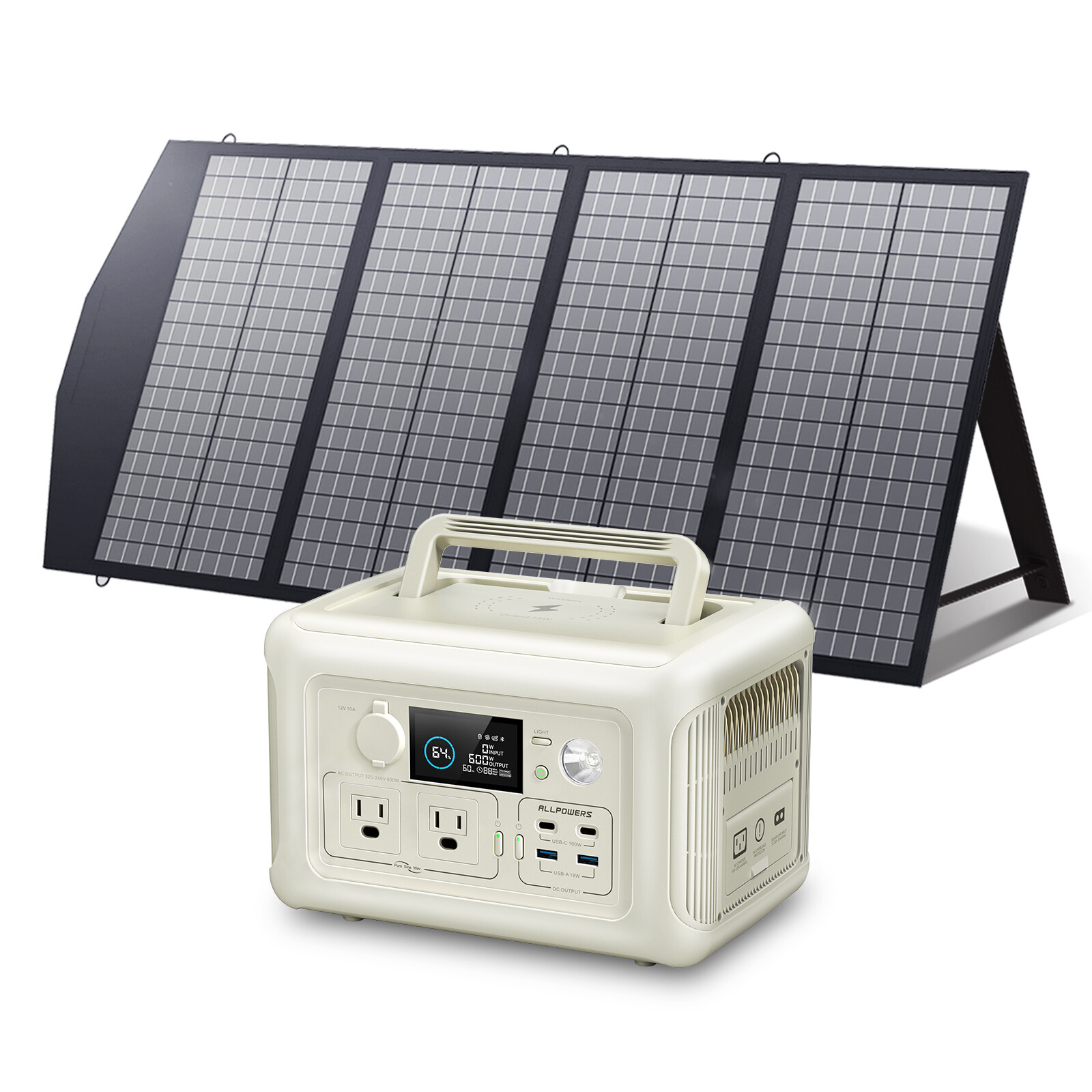ALLPOWERS 299Wh 600W Portable Power Station & 140W Solar Panel Charger Camping
