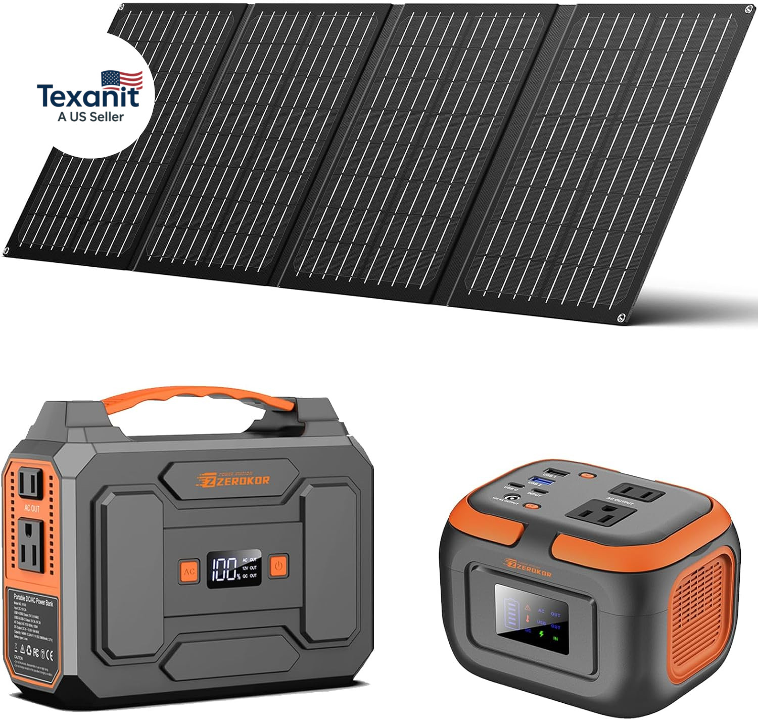 Portable Solar Power Station 100W with Foldable 40W Solar Panel,120W 110V Portab
