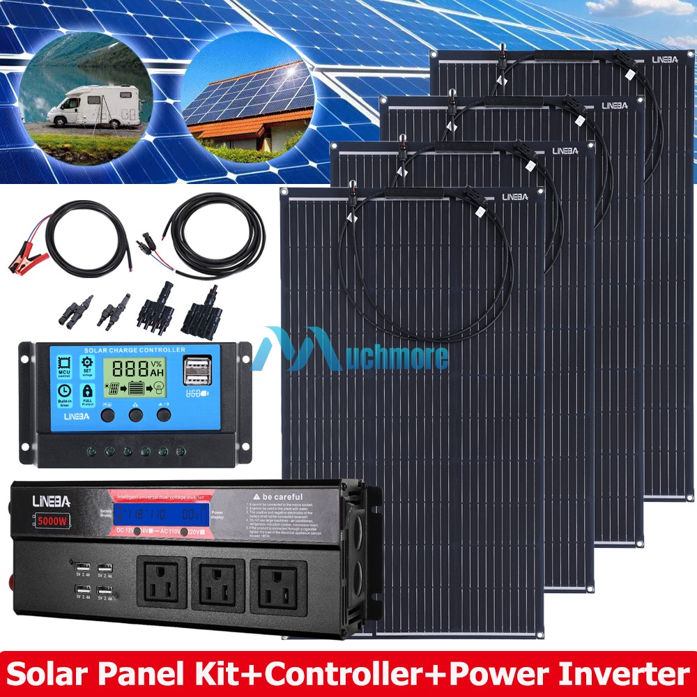 4000W Complete Solar Power Generator Solar Panel Kit Home 110V Off Grid System