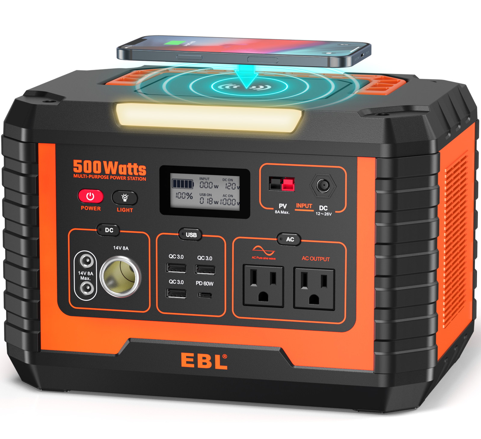 500W Portable Power Station Solar Generator Backup Lithium Battery Camping Home