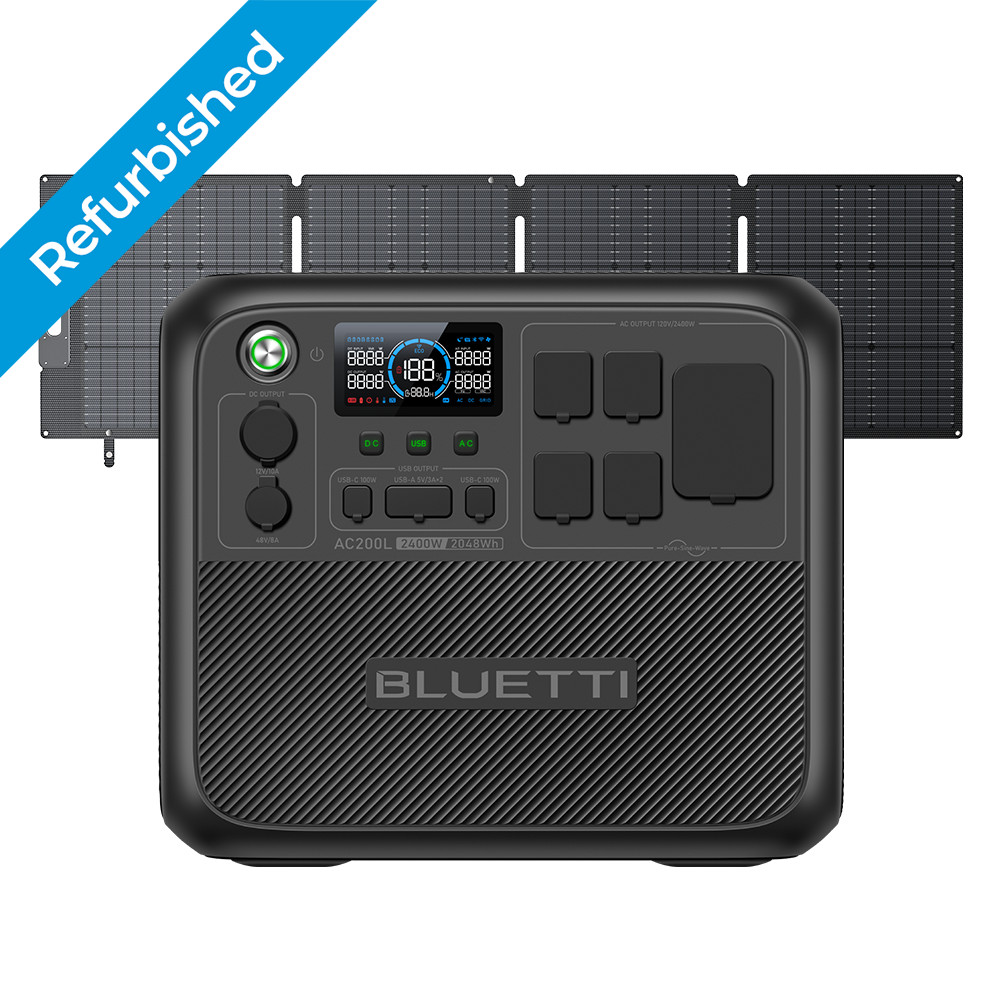 BLUETTI AC200L 2048Wh Solar Generator+200W Solar Panel Kit for RV/Camping/Backup
