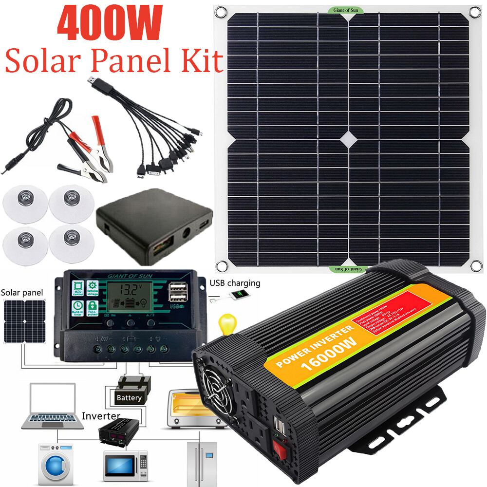 16000W Complete Solar Power Generator 400W Solar Panel Kit Home 110V Grid System