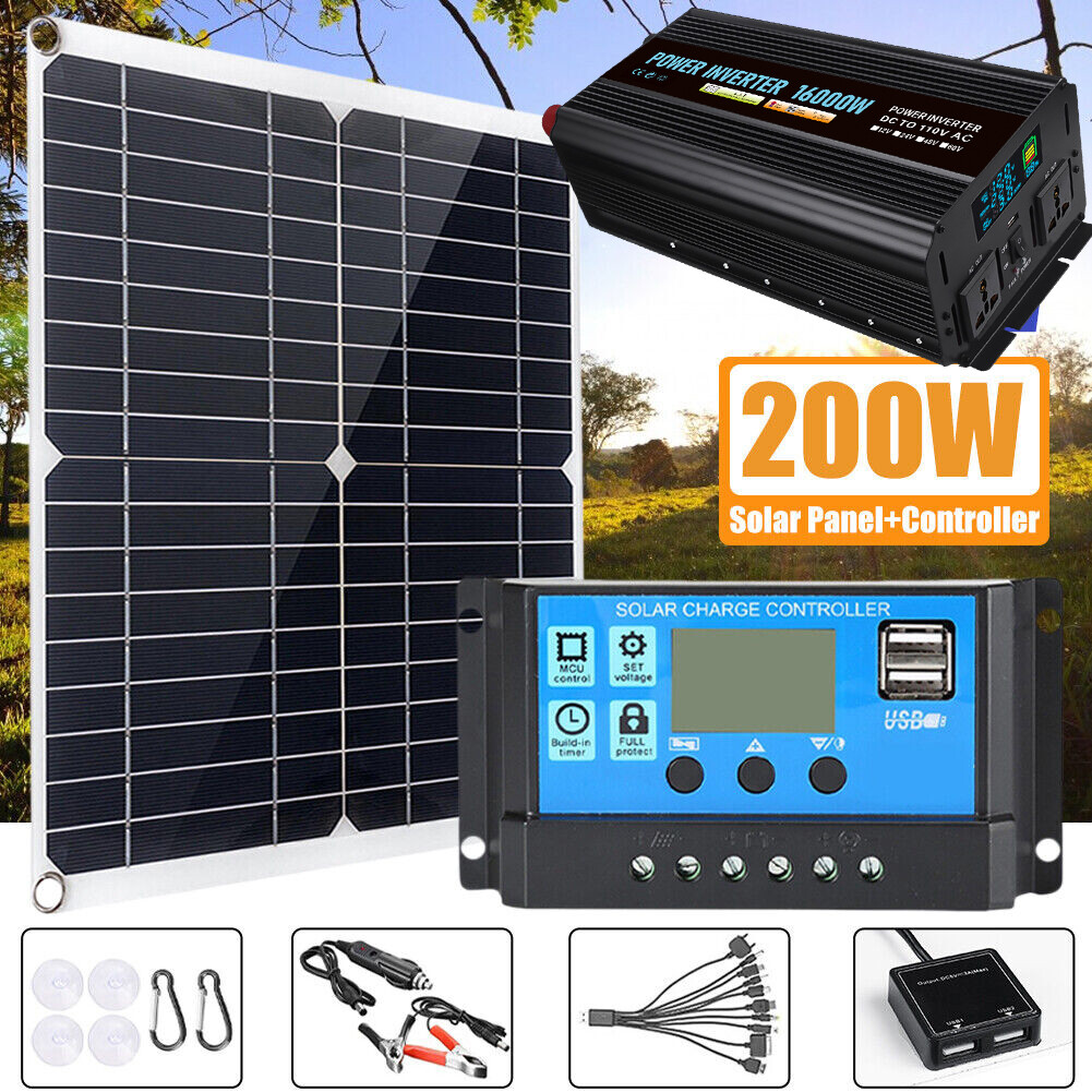 16000W Inverter Solar Panel Kit Solar Power Generator 100A Home 110V Grid System