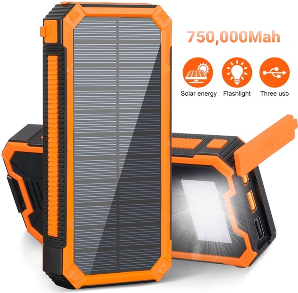 Solar PowerBank Led Charger [ 750,000Mah + Waterproof + Shockproof ]