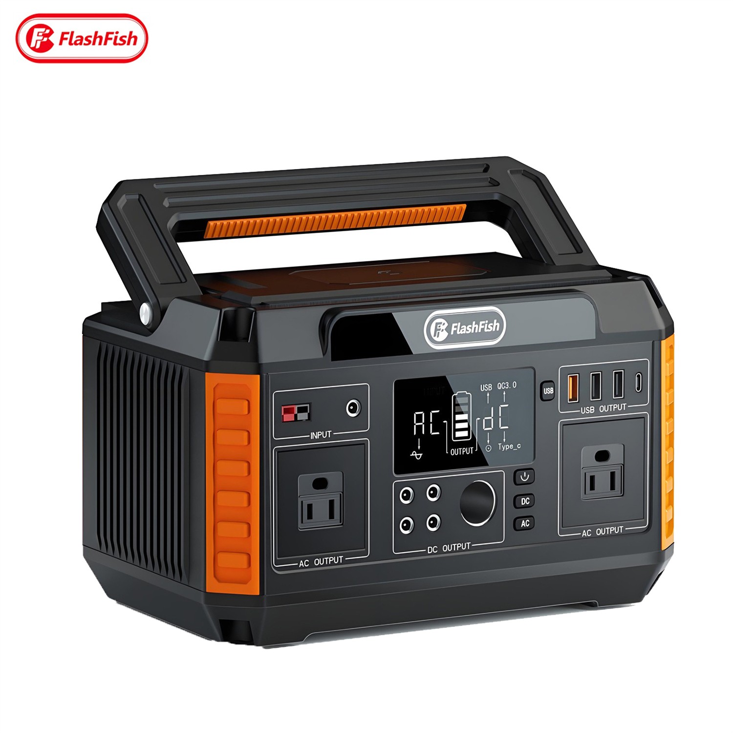 Flashfish P60 Solar Power Generator 560w 520wh 1100w-Peak AC110v Pure Sine Wave