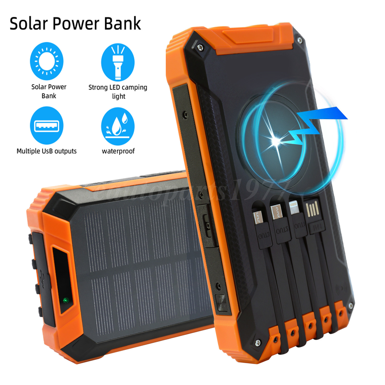 Solar Power Bank, Power Bank Solar Charger 46800Mah Portable Charger, FlashLight