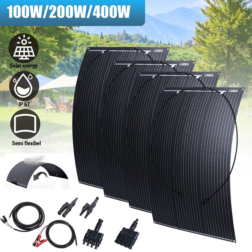 Real 200W Flexible Solar Panel 18V Mono Home RV Rooftop Camping Off-Grid Power