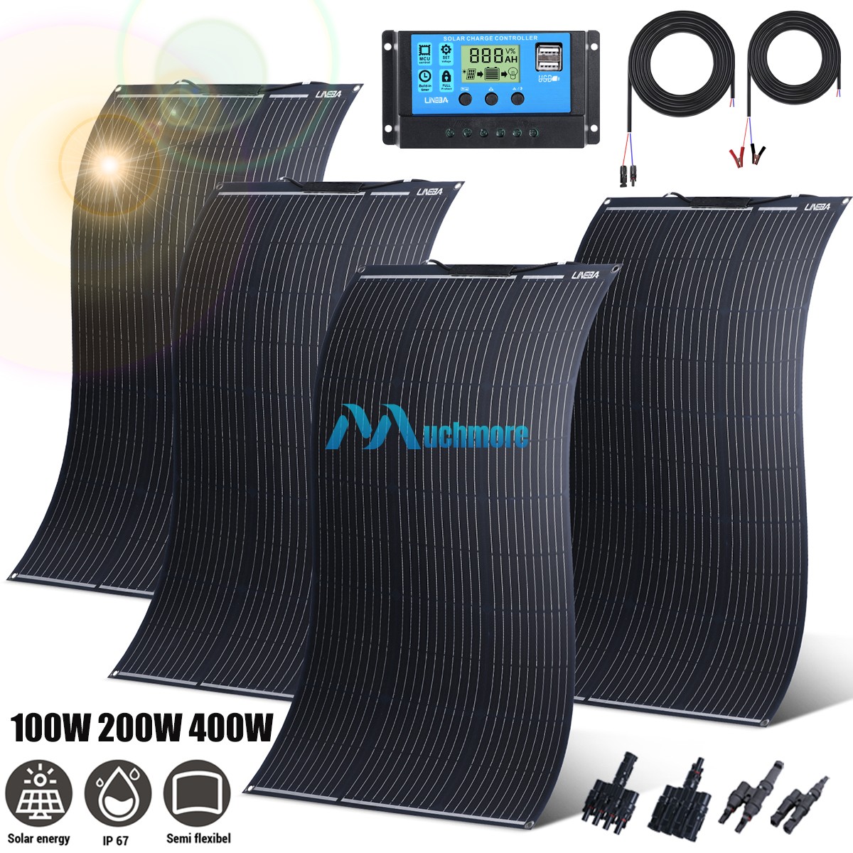 400W Solar Panel Kit 18V Trickle Charger Battery Maintainer with 30A Controller