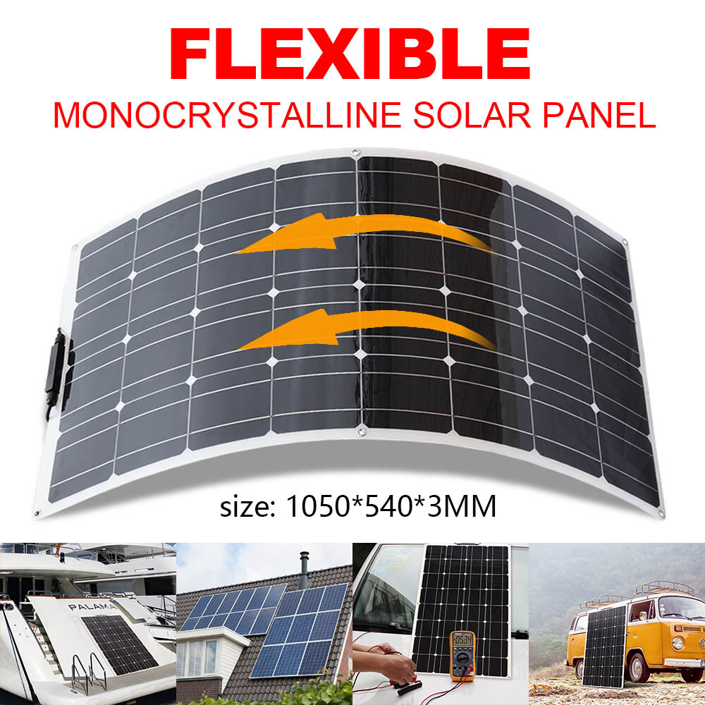 100W Flexible Solar Panel Monocrystalline Solar Module Charger for RV Roof Boat