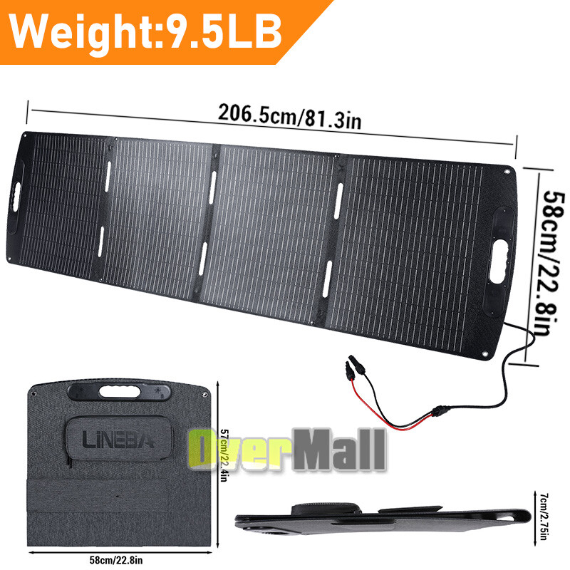 200W Portable Solar Suitcase, Foldable Solar Panel for Outdoor Camping, Durable